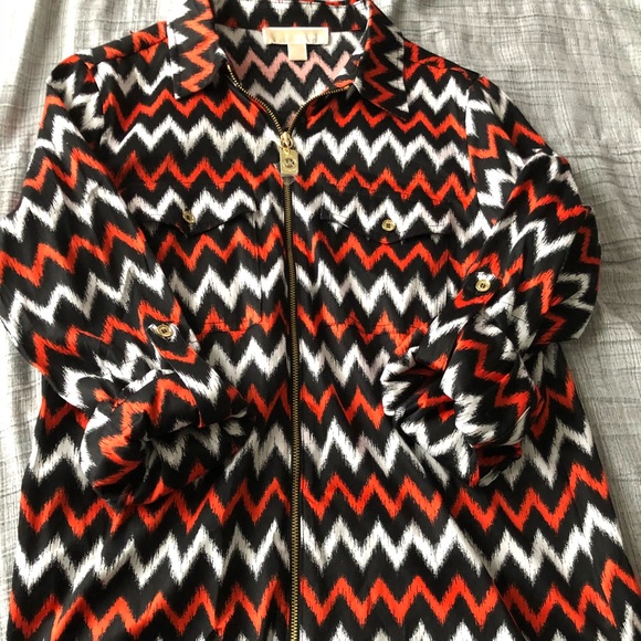 Michael Kors Zip-Front Shirt - Picture 2 of 5